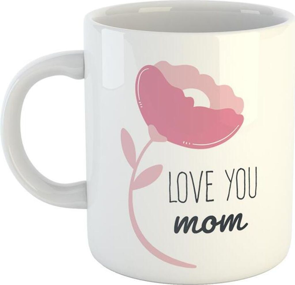 Huuraa Kaffeetasse love you mom Blume Geschenk Tasse Weiß 330ml love you mom Blume Präsent