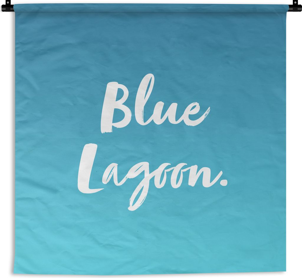 MuchoWow Wandteppich Wandbehang Zitate - Blaue Lagune - Cocktail - Blau - Text 60x60 cm Tapisserie Dekoration Wandtuch - Dekorationen - Wand Decke