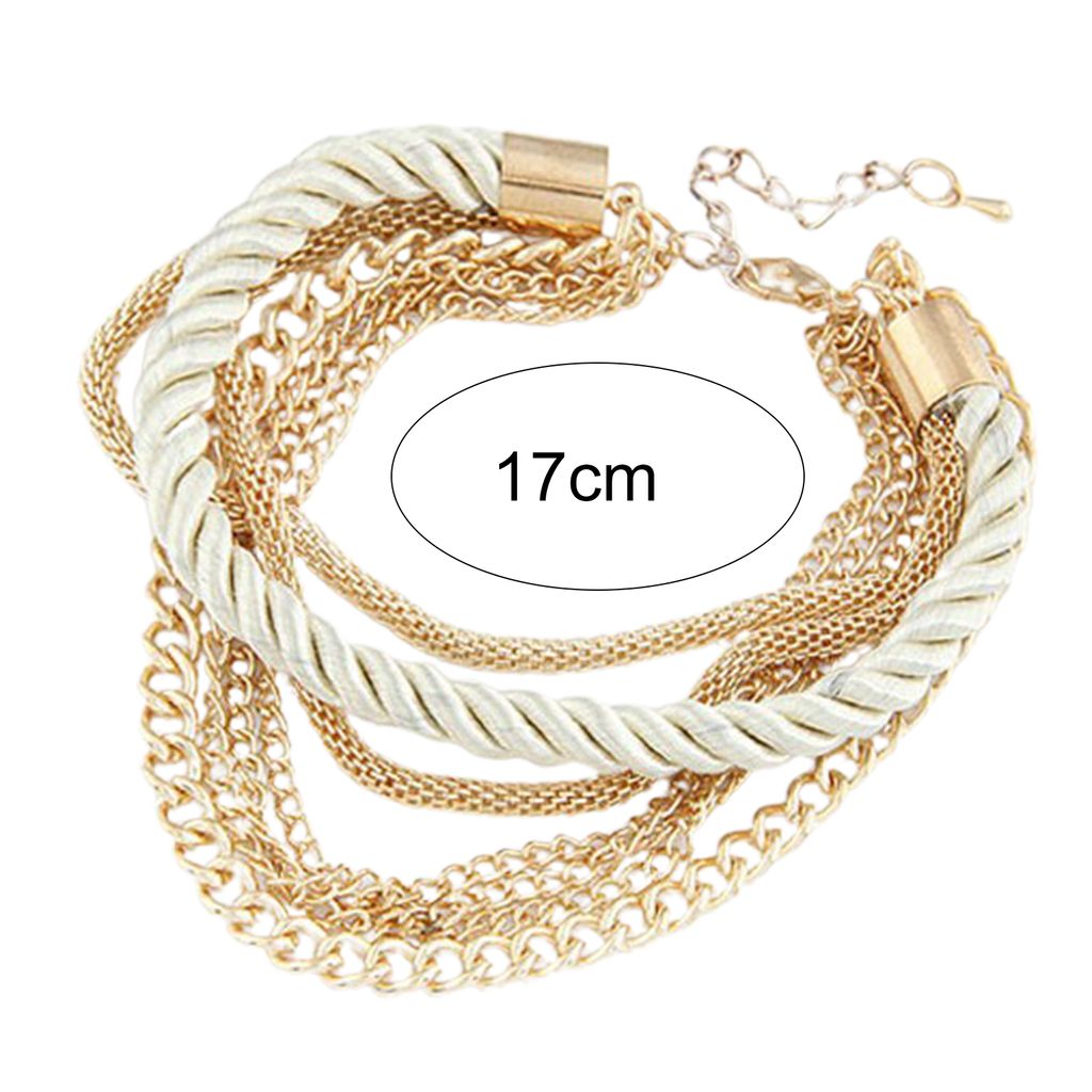 Übertriebenes verstellbares Damen-Armband, Legierung, mehrschichtige Metallkette, Charm-Armband, Schmuckzubehör-Weiß