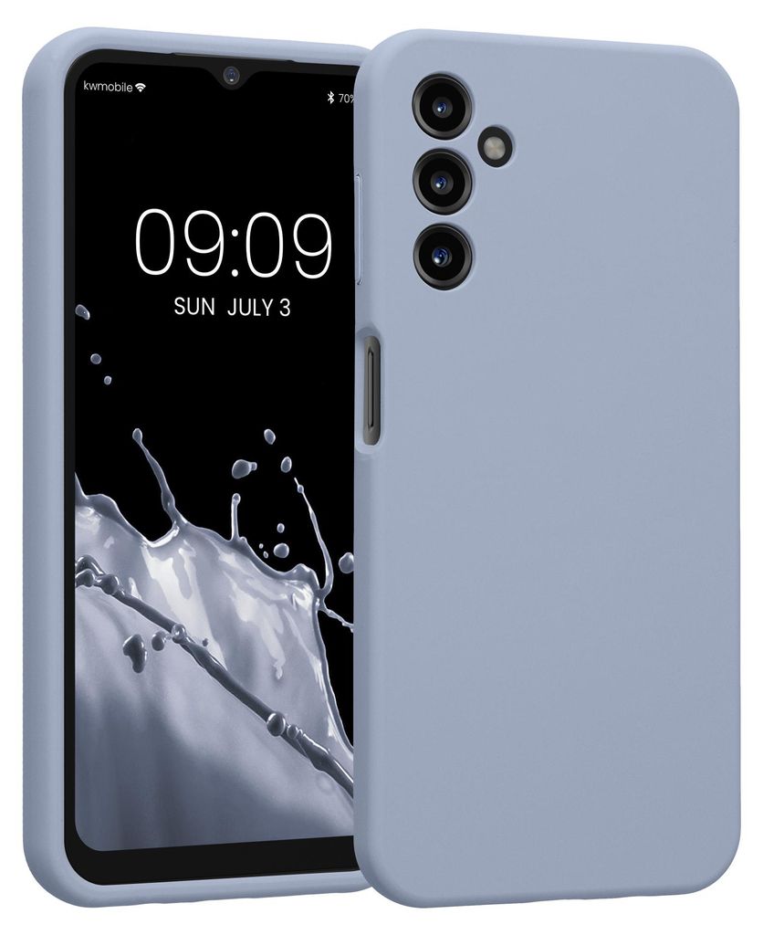 kwmobile Hülle kompatibel mit Samsung Galaxy A14 5G - Hülle Silikon gummiert - Handyhülle - Handy Case in Hellblau matt