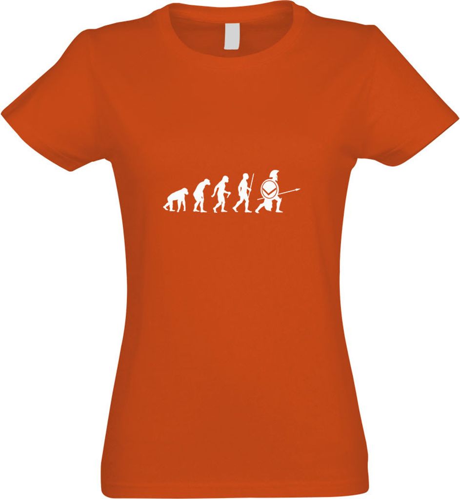 Kiwistar - T-Shirt tailliert - Damen - orange - Spartaner Sparta Evolution - mit Motiv Bedruckt - Funshirt Design - Sport - Freizeit - Damen - M