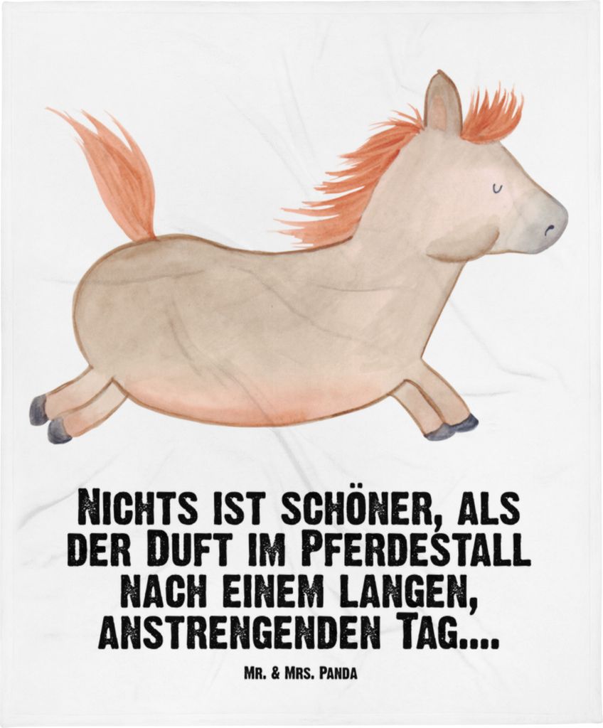 Mr. & Mrs. Panda Schlummerdecke Pferd Springen - Weiß - Geschenk, Erstlingsdecke, Pferde, Plaid, Babydecke, Stall, Kinderwagendecke, Babybettdecke...