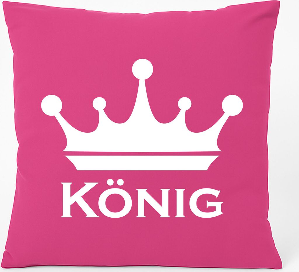 Huuraa Kissen König Schützenkönig 40x40cm mit Füllung Fuchsia Baumwolle Dekokissen Geschenkidee