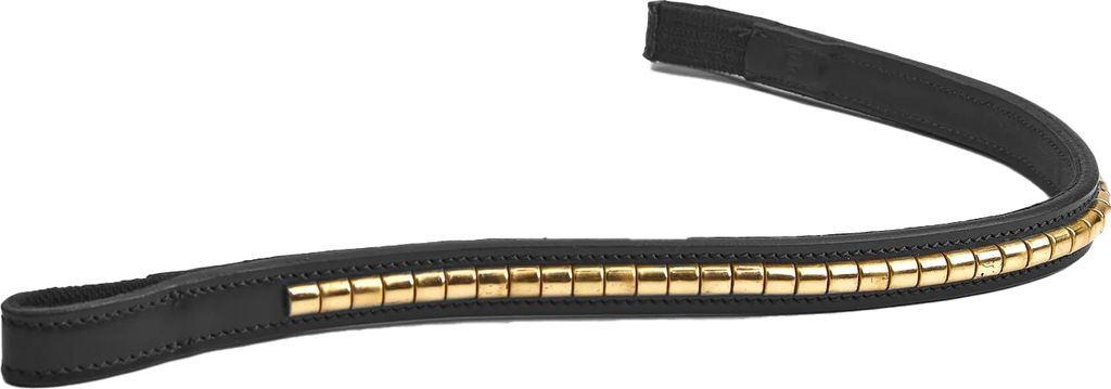 Velociti - Pferde-Stirnriemen "Rapida", Stirnband, Leder ER2078 (Pony) (Schwarz/Messing)