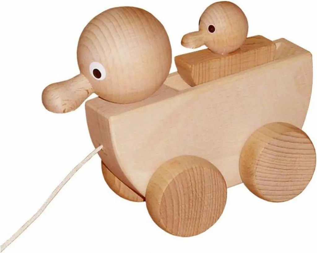 Figurine à Tirer Canard Miva en Bois Écologique - Jouet Éducatif Bébé