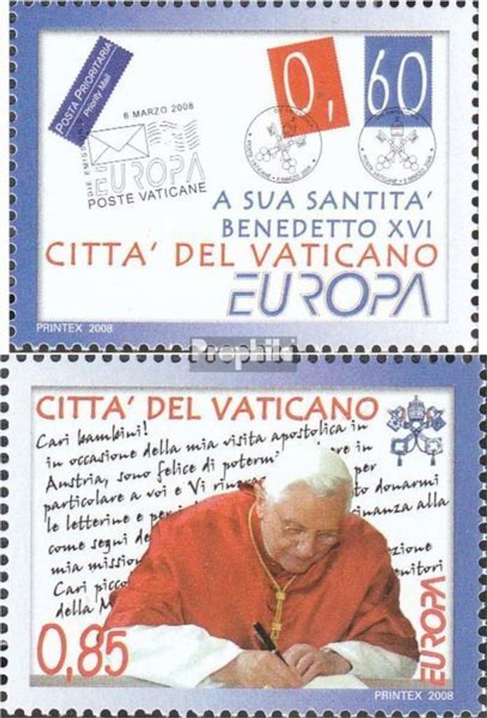 Briefmarken Vatikanstadt 2008 Mi 1601-1602 (kompl.Ausg.) postfrisch Europa: Der Brief