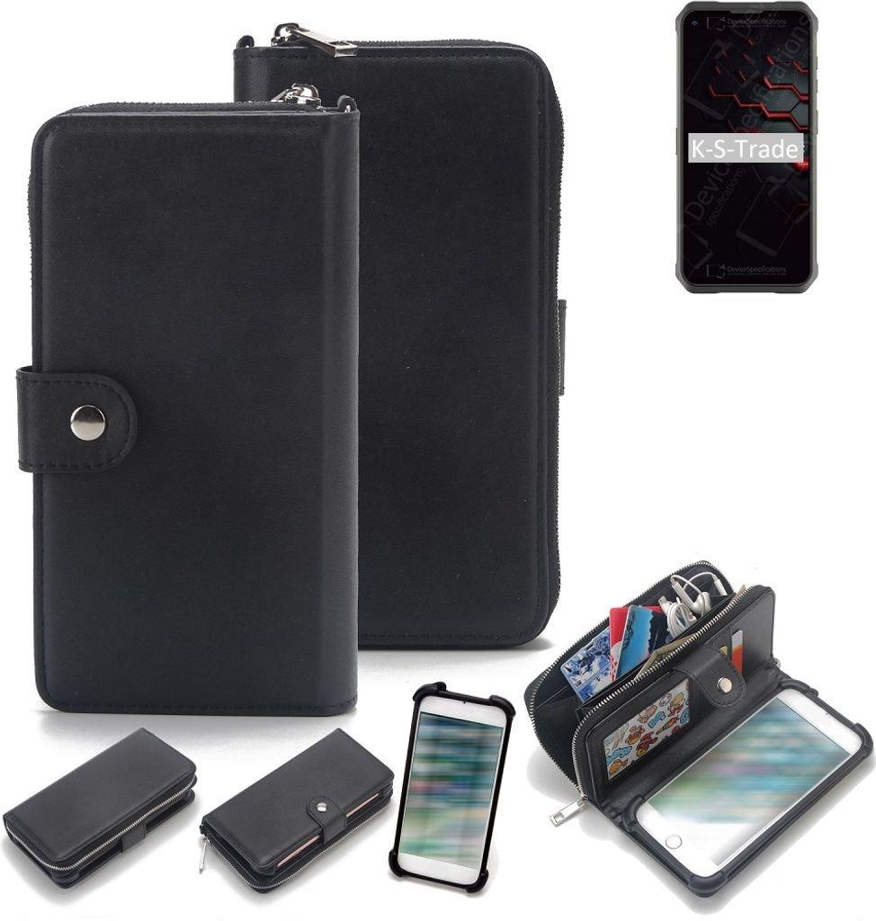 K-S-Trade 2in1 Handyhülle Schutzhülle kompatibel mit Doogee V10 & Portemonnee Cover Handy Hülle Case Etui Geldbörse Wallet Bookstyle Hülle