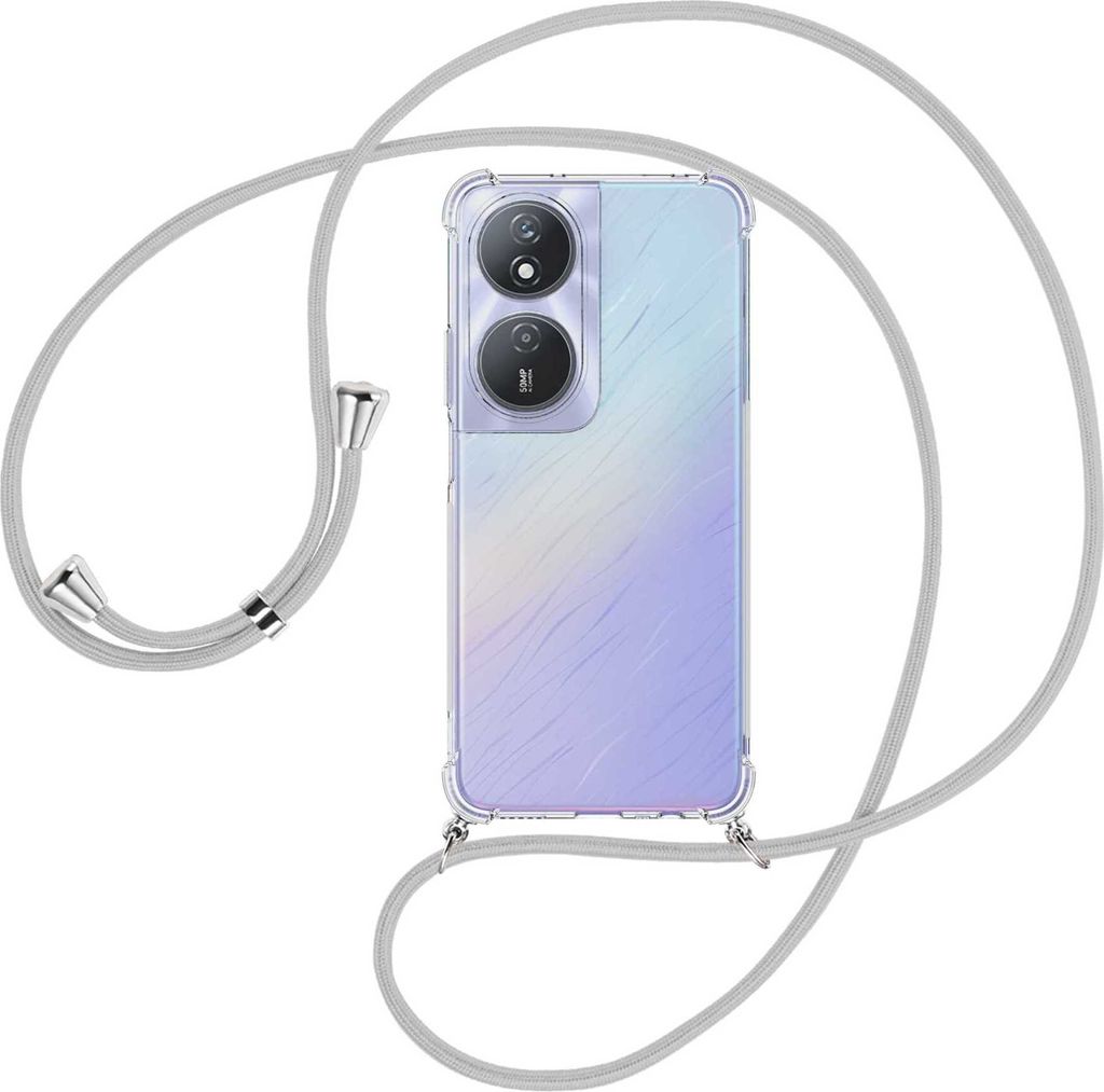 Handykette Backcover-Schutzhülle mit Band (Metall silberfarben) für Honor X7b 4G (CLK-LX1,2,3) - silbergrau