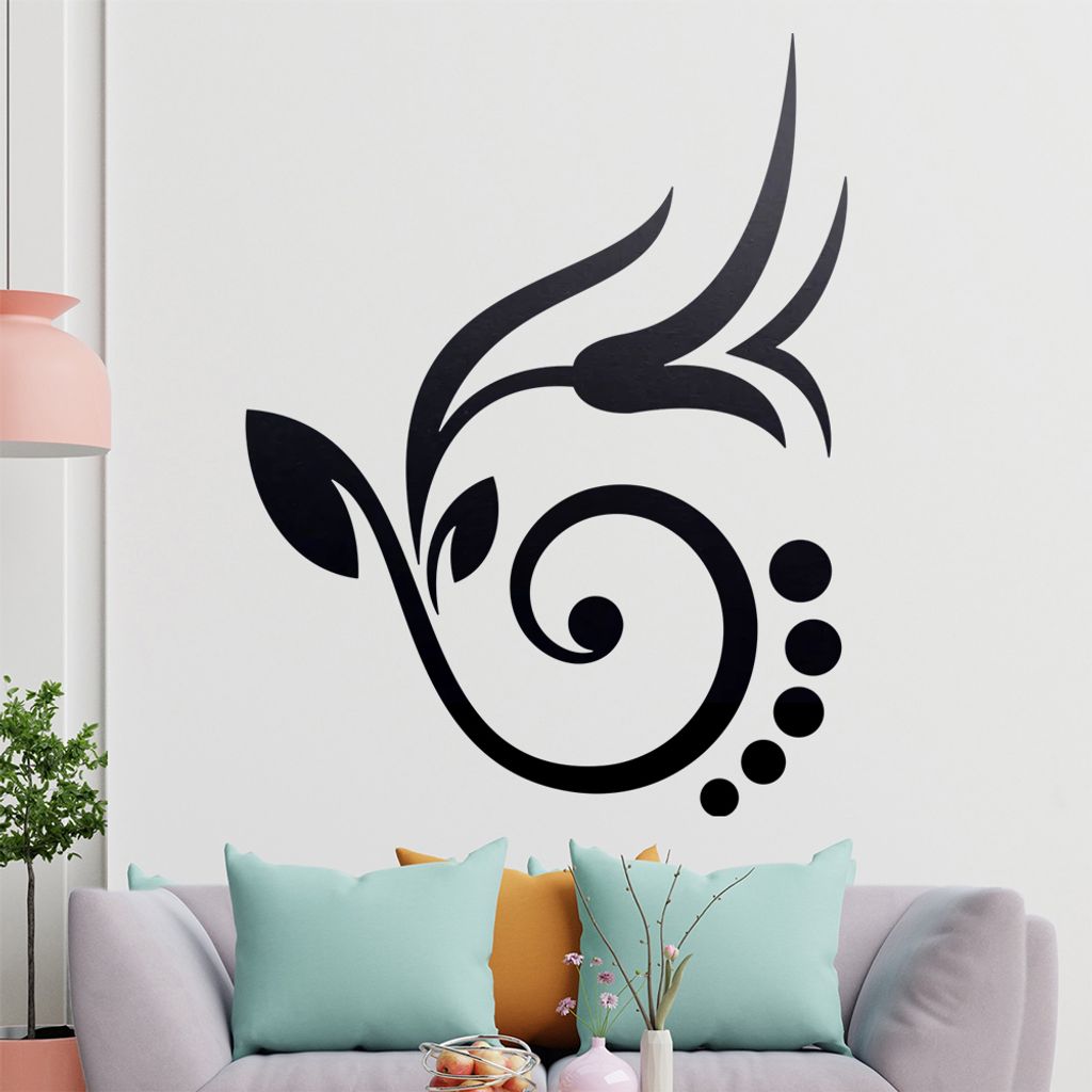 Blume - Linien Punkte Wandtattoo in 6 Größen - Wandaufkleber Wall Sticker - Dekoration, Küche, Wohnzimmer, Schlafzimmer, Badezimmer