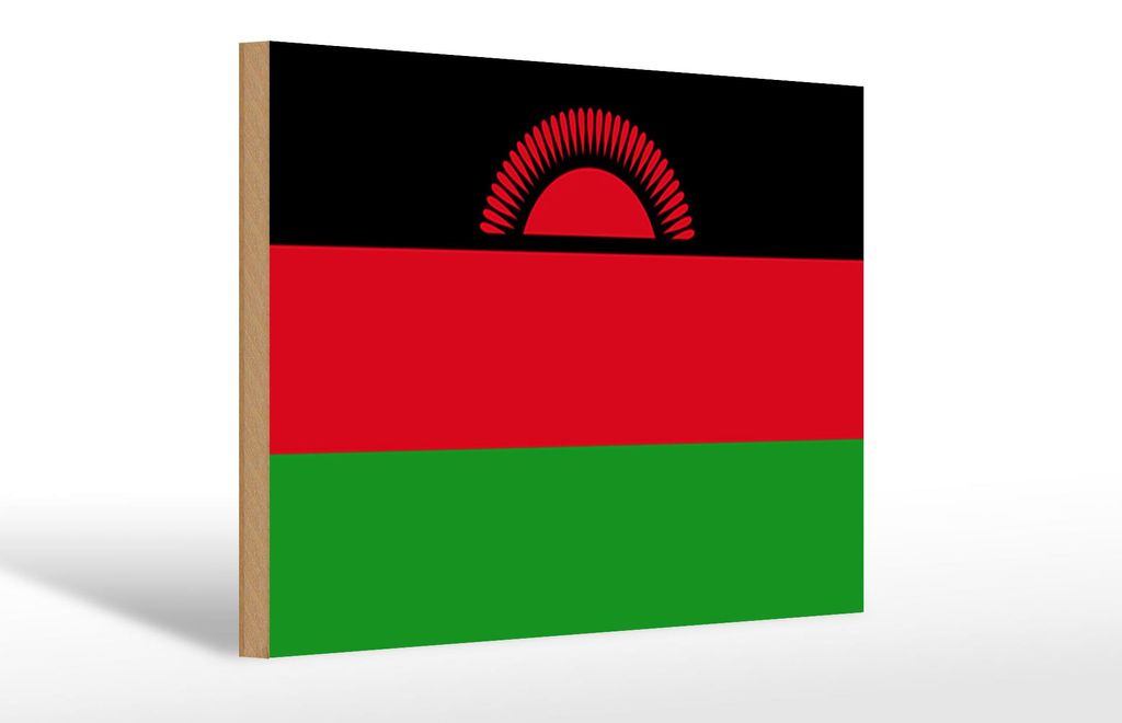 Holzschild Flagge Malawis 30x20cm Flag of Malawi