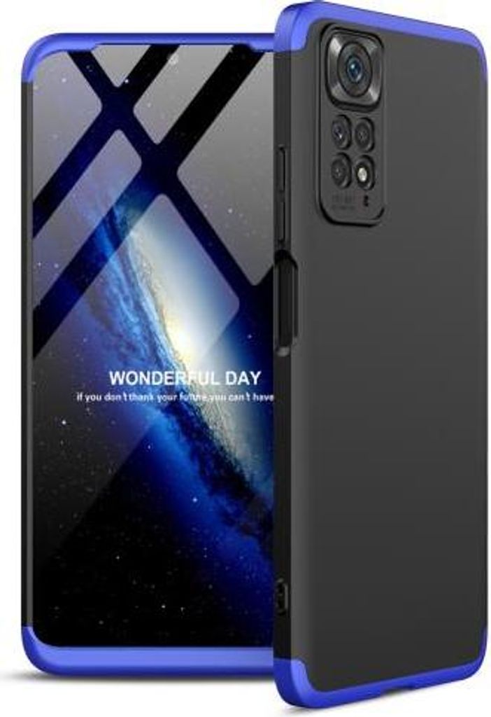 360 Grad-Case Redmi Note 10 Pro mit 2.5D Glas - Farbe: Schwarz & Blau - Modellkompatibilität: Für Xiaomi Redmi Note 11