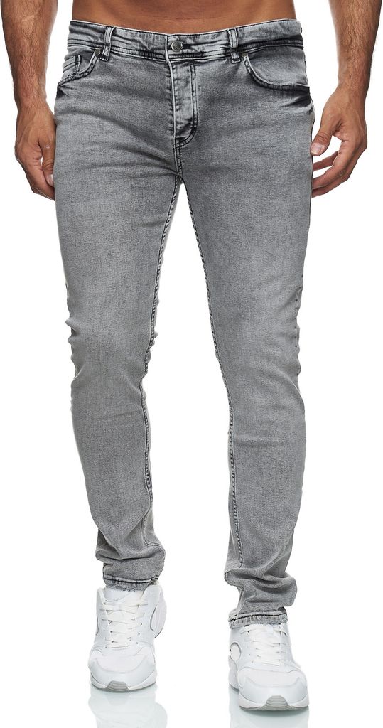 Reslad Jeans Herren Slim Fit Basic Herren-Hose Jeanshose Männer Jeans Hosen Stretch Denim RS-2091 Grau W36 / L34
