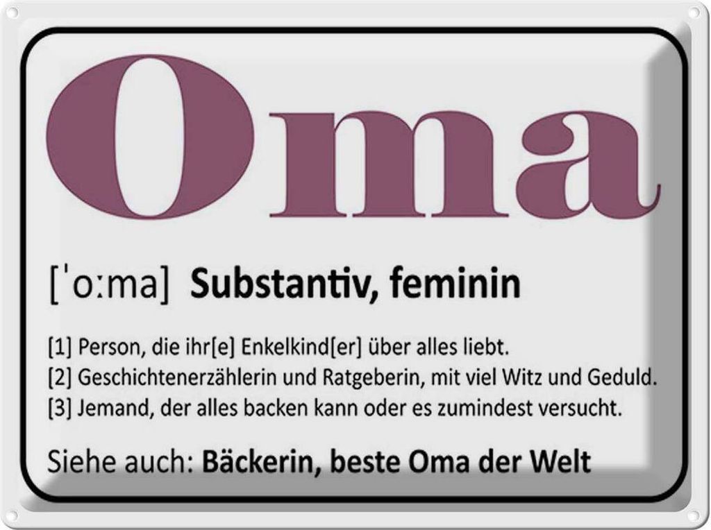vianmo Blechschild 30x40 cm Oma Bäckerin beste Welt Spruch Zitat