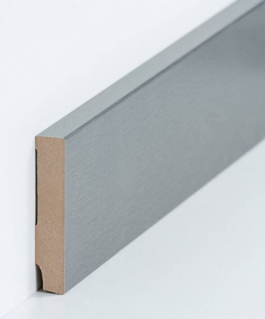 Sockelleiste MDF 16 x 80 x 2500 mm Silber zum Kleben, Schrauben & Nageln MDF-Kern foliert Fußleiste by PROVISTON 62.5 Meter | 25 Stück