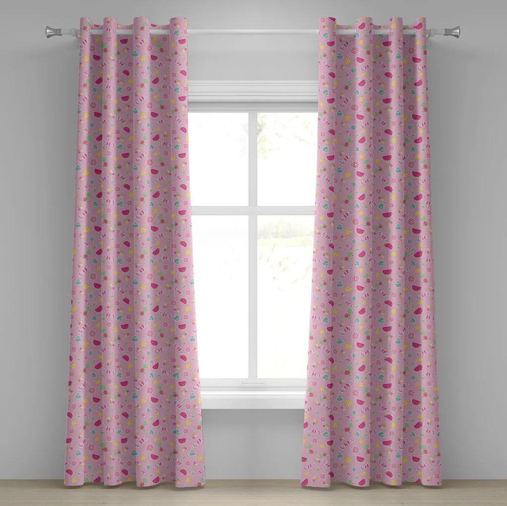 Rideau déco occultant léger pour fenêtre chambre enfant rose menthe