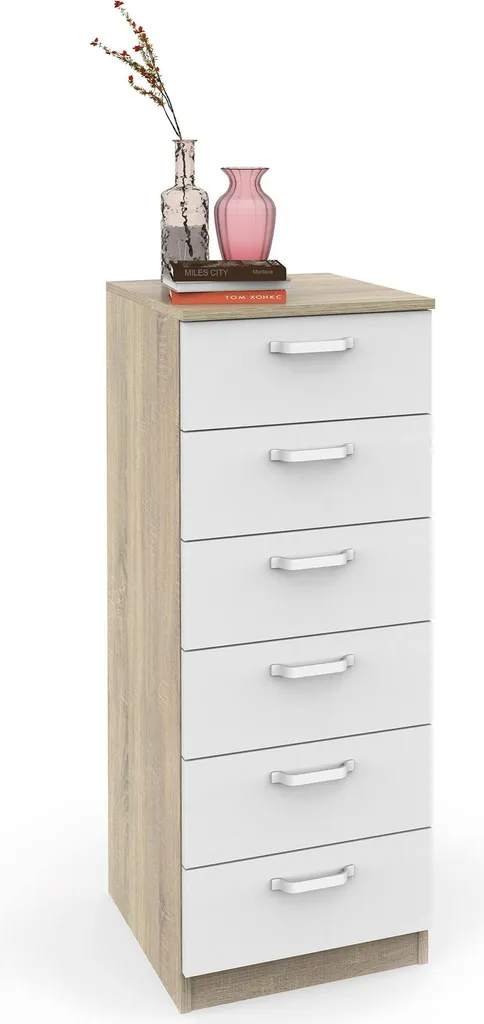 Cassettiera Alta Briebe 6 Cassetti Bianco 110x40x40 | Shop Online