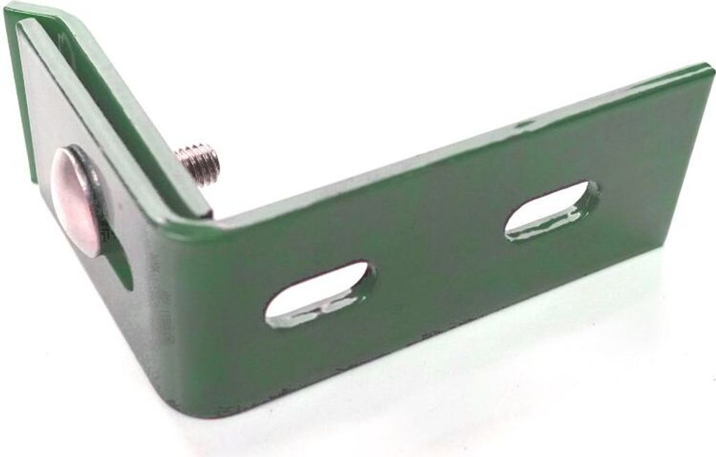 3x Zaunanschlusswinkel lang Doppelstabmatten Winkel an Tor & Wand Befestigung Grün (RAL 6005)