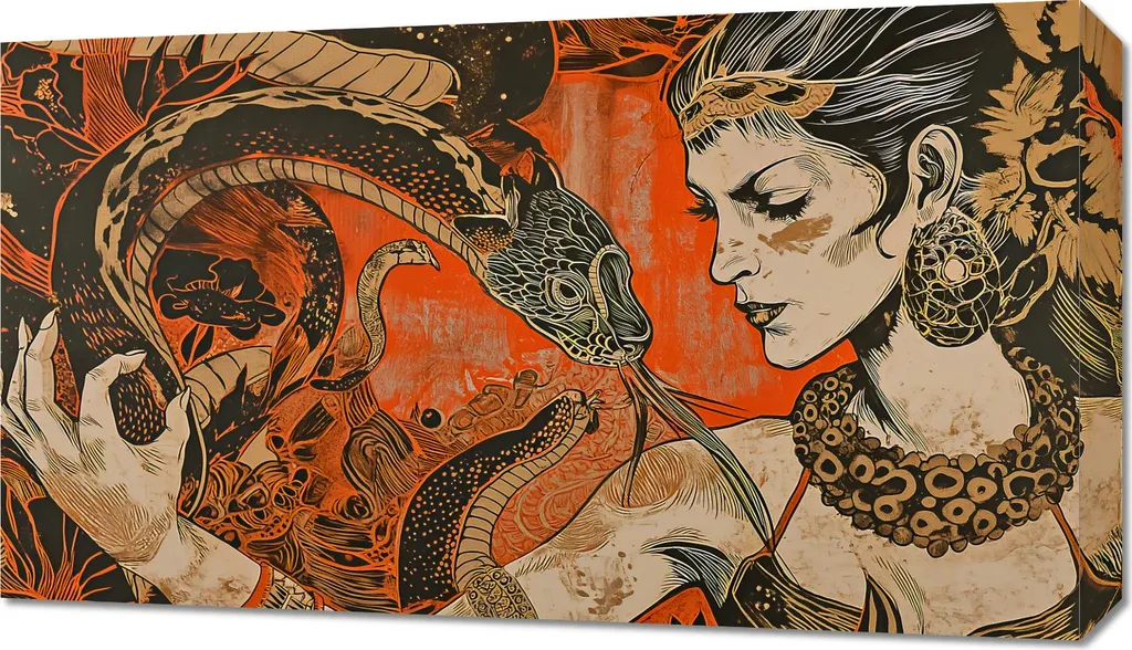 Image Conversation avec le serpent 70x40 cm - Finition Haute Qualité
