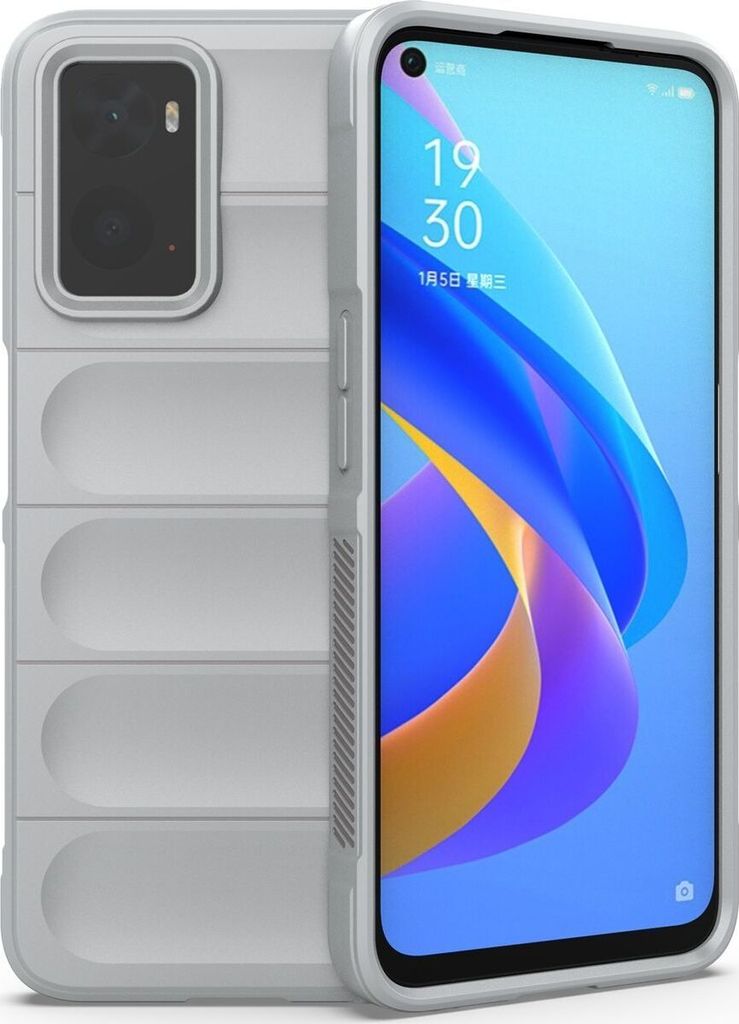 Mobigear Bumpy OPPO A76 Hülle Flexibles TPU Backcover - Grau