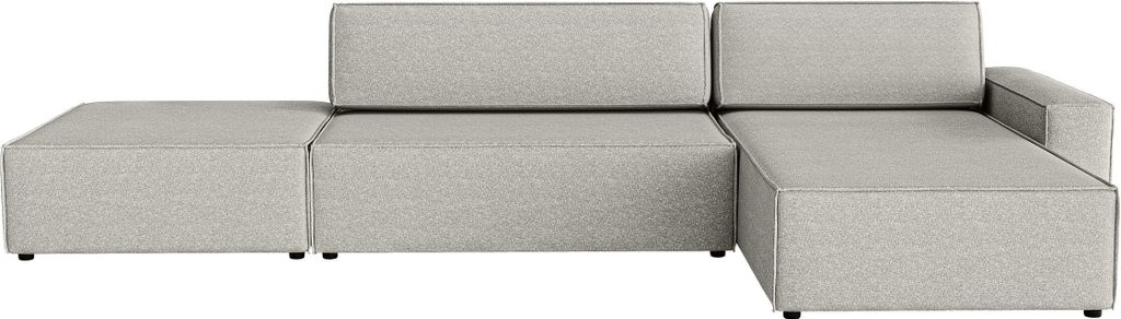 FEDVE Ecksofa Lummo La aus Bouclé-Stoff mit Schlaffunktion, Grau