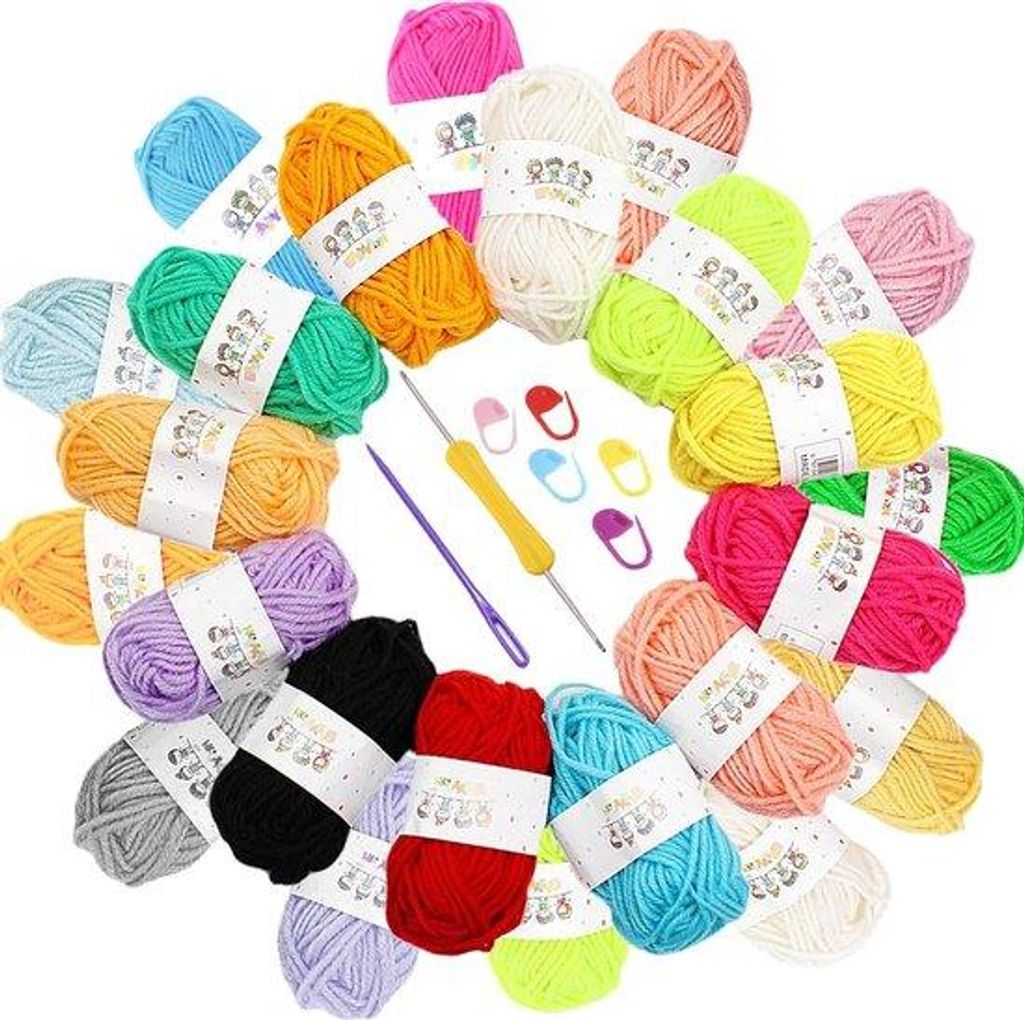 24 Stück Acryl-Garn Handbreitgarn, Acryl-Woll-Garn zum Stricken, geeignet für Decken, Hunde-Kleidung, Mützen, Handtücher, Handschuhe