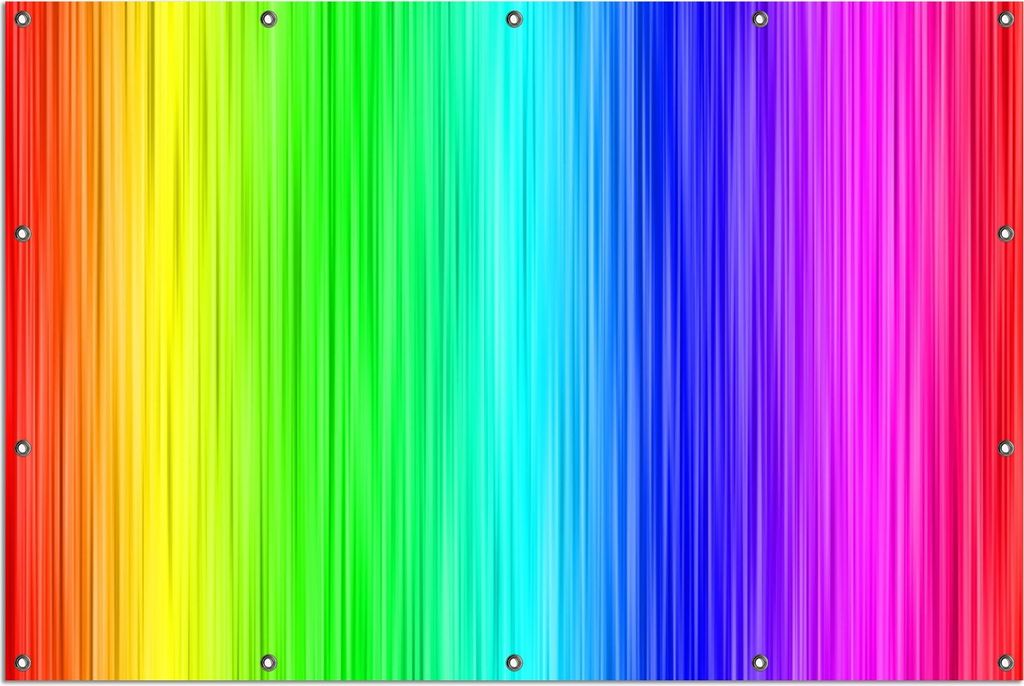 Wallario Outdoor-Poster für Garten oder Balkon, Motiv Regenbogenmuster - Farben rot, gelb, grün, blau, pink und rot, in ca. 120 x 180 cm