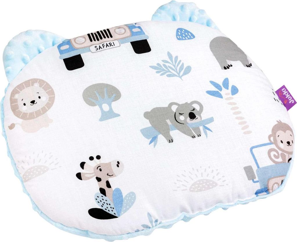 Blue Safari & Blue Minky Kissen Teddybär-Kopf 26x36cm
