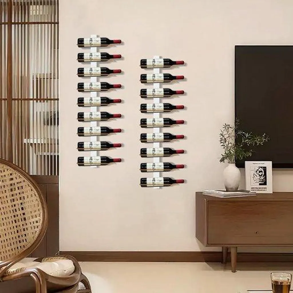 Rangement vin mural gain de place 9 bouteilles bois/métal solide