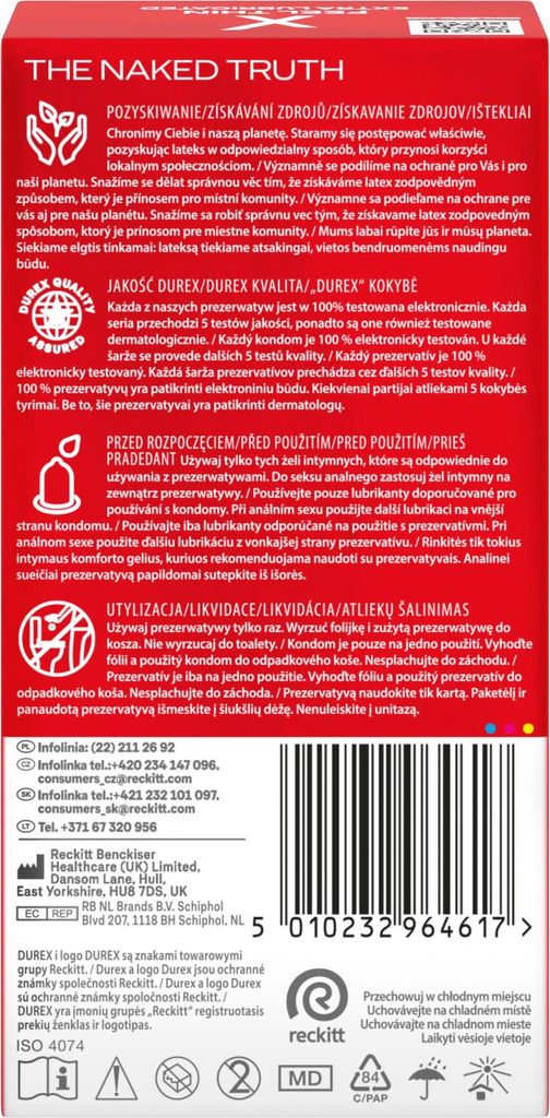Durex Fetherlite Elite, Männliches Kondom, Transparent, 52 Produktbild 