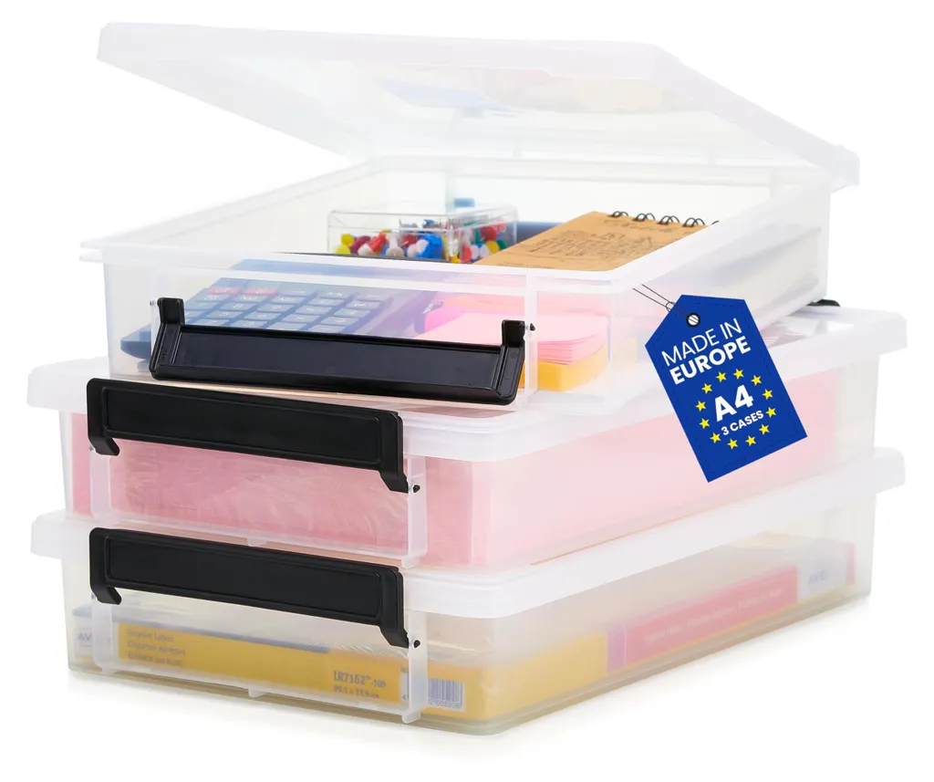 Boîte de rangement hermétique transparente 4L empilable pour bureau