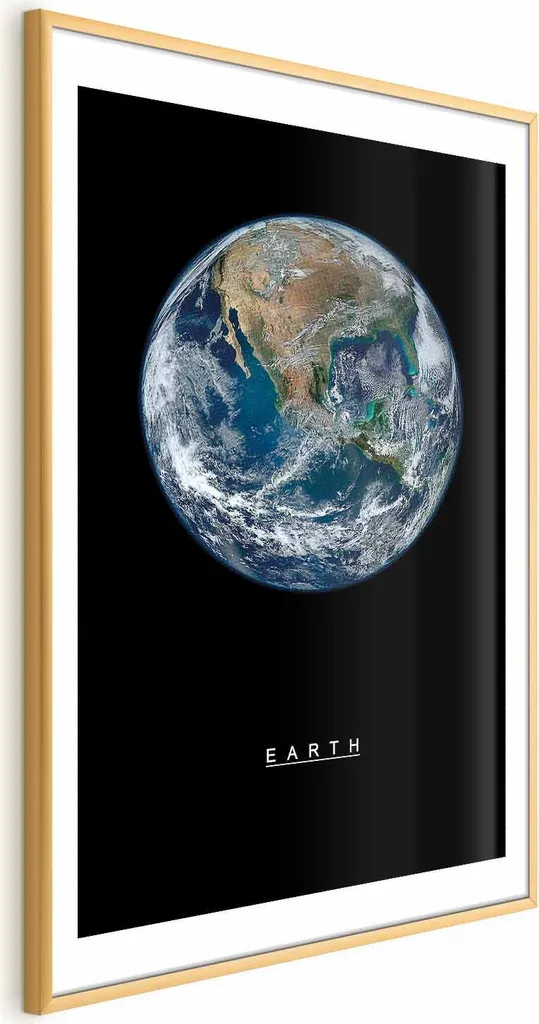 Poster Terra 40x60 cm con cornice dorata con margine