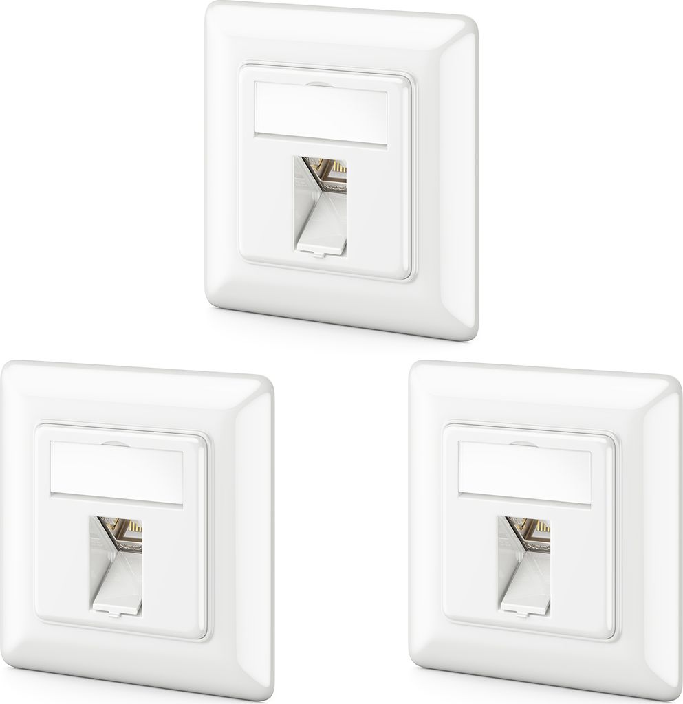 deleyCON 3x CAT6a Keystone Netzwerkdosen Set Unterputz 3x Netzwerkdose 3x Keystone Modul STP Geschirmt Metall Gehäuse RJ45 Keystone Jack Datendose...