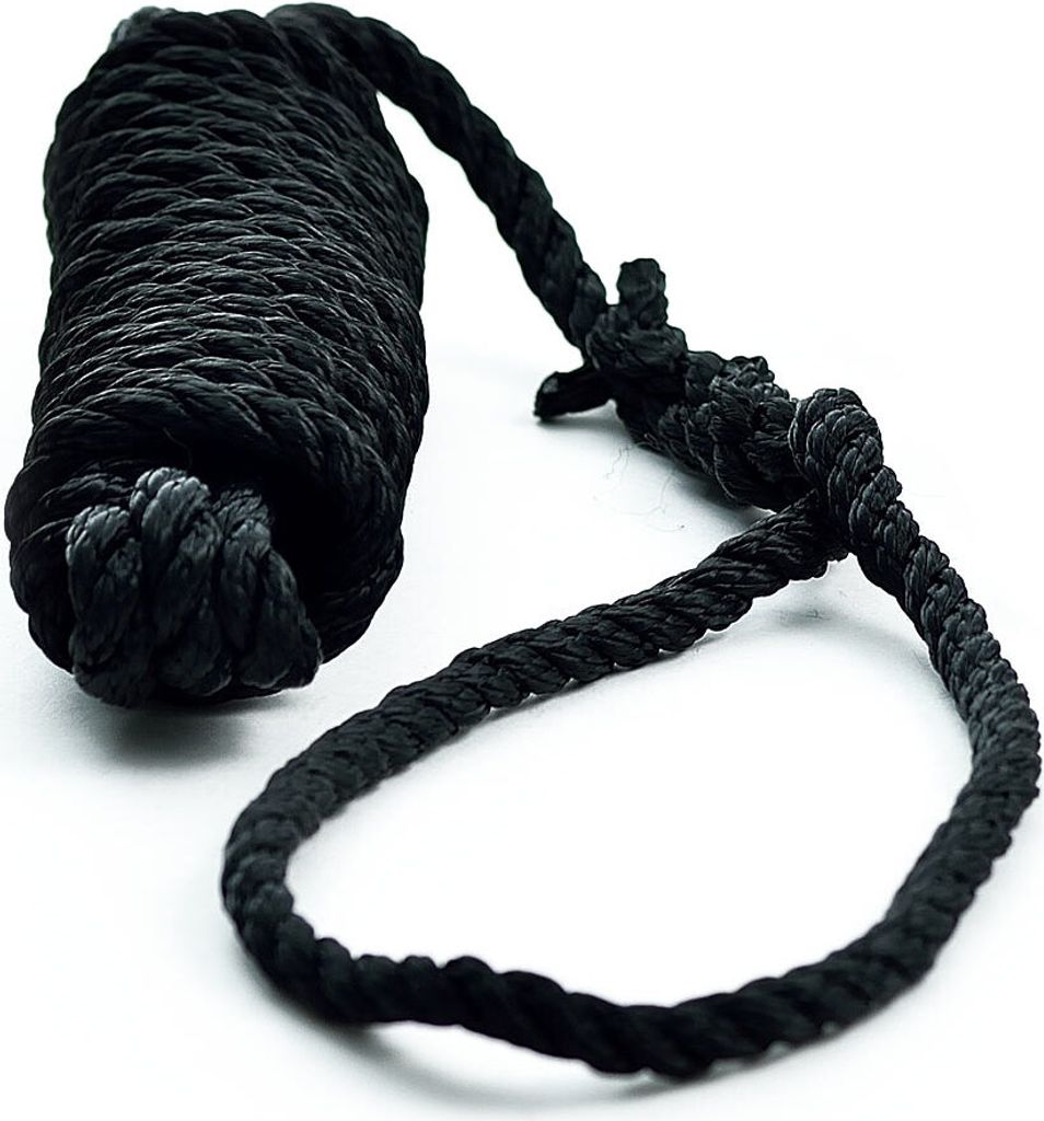 reißfeste Festmacherleine mit Auge, 4m, schwarz, 8mm Durchmesser, schwimmfähig