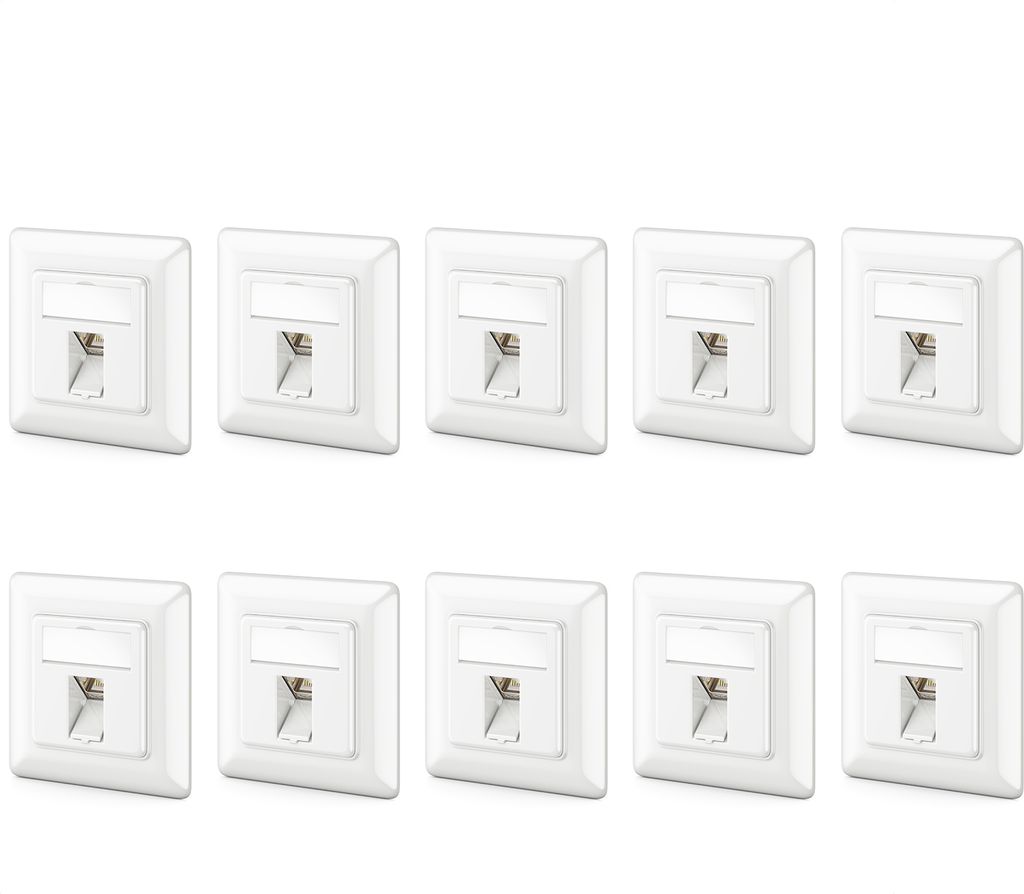 deleyCON 10x CAT6a Keystone Netzwerkdosen Set Unterputz 10x Netzwerkdose 10x Keystone Modul STP Geschirmt Metall Gehäuse RJ45 Keystone Jack Datend...