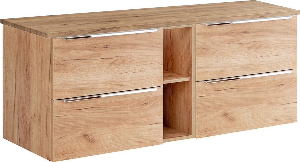 Waschtischunterschrank 140.4cm April mit 4 Schubladen, Holzoptik
