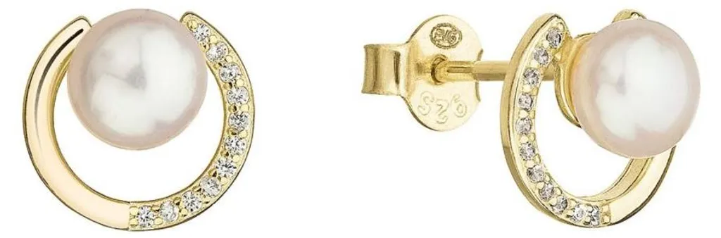 Boucles d'oreilles en perles véritables et finitions plaqué or 18k