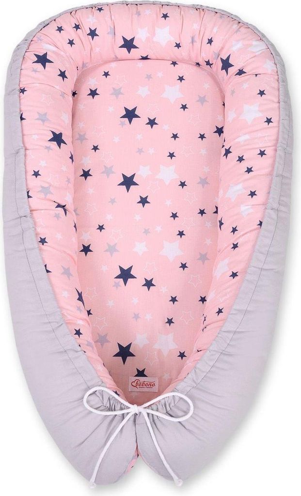 Babynest Cocon - Babynestje - Breatable & Double Silk, mitwachsend, rosa-blauer Sternendruck