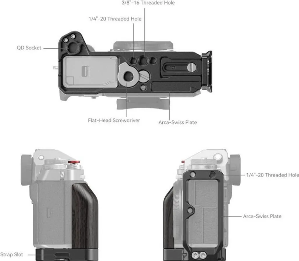 Support SMALLRIG 4137 Fujifilm X-T5 Arca Swiss avec Grip Latéral Confort