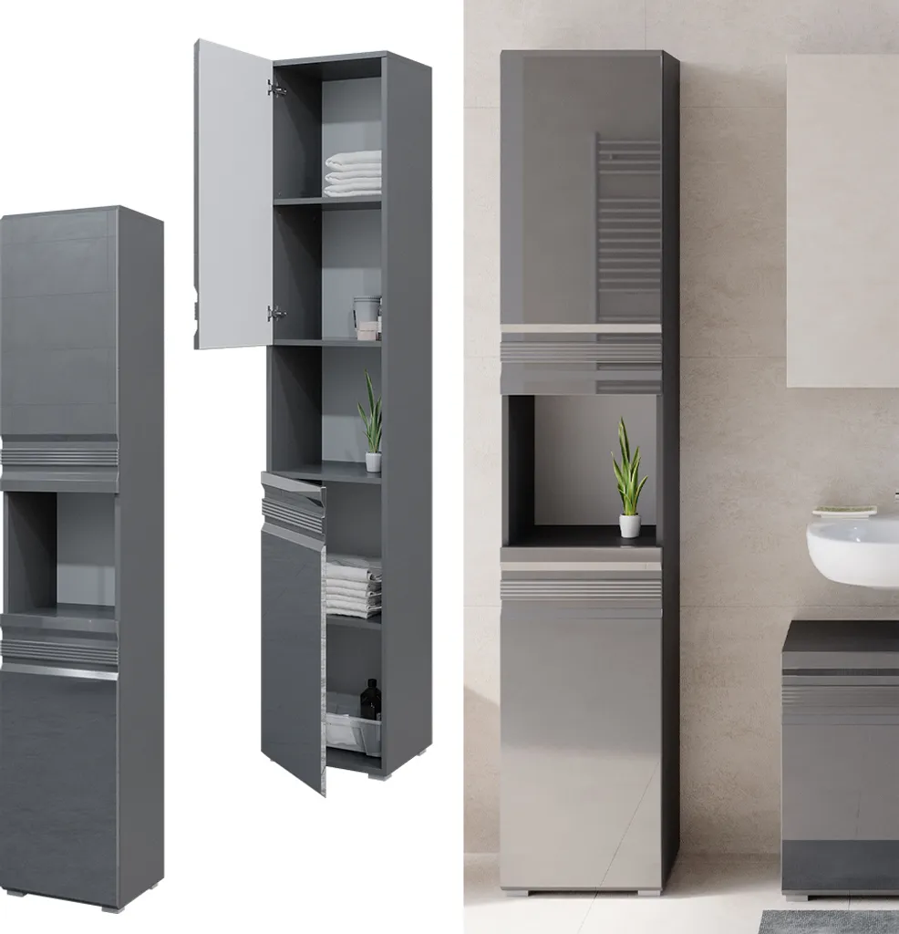 Meuble de salle de bain Vicco Fredd Anthracite brillant 36x190 cm 29927