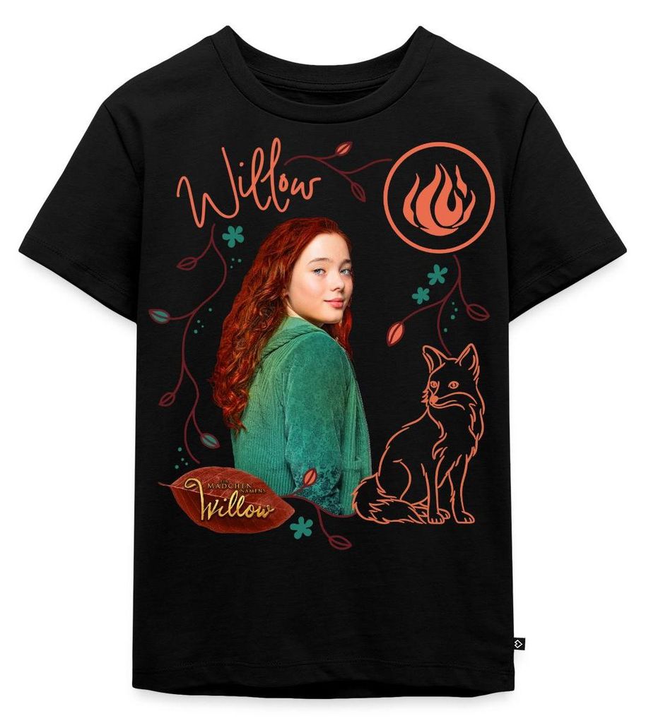 Spreadshirt Ein Mädchen Namens Willow Willow Mit Fuchs Rufus Kinder Premium T-Shirt, 110/116 (4 Jahre), Schwarz