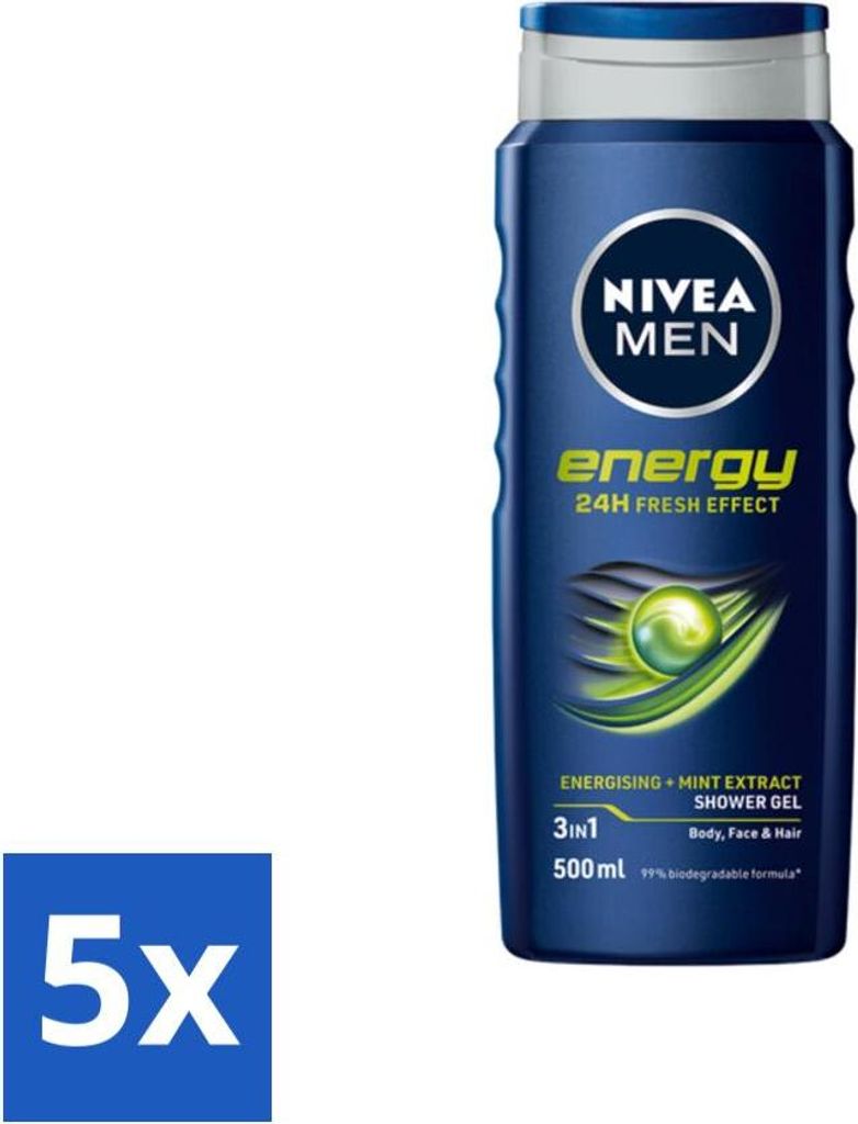 NIVEA MEN - Duschgel - Energy - 500 ml - Vorteilspack - 5 Stücke