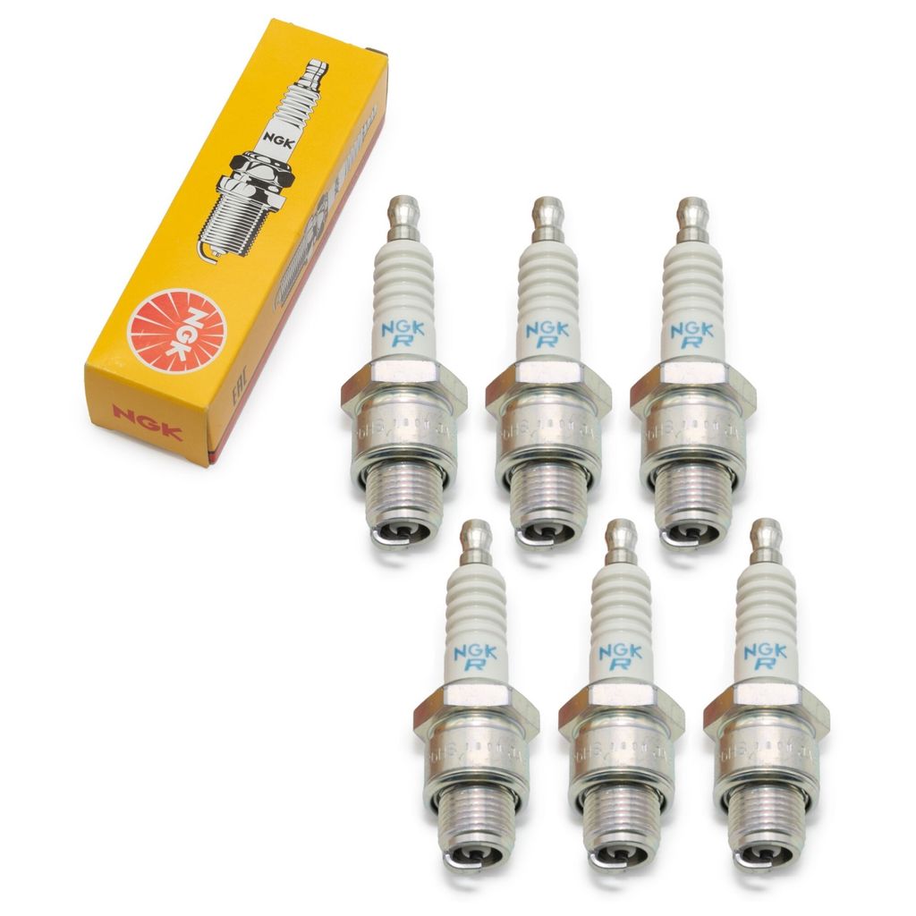 Zündkerzen Set NGK 6x BR6HS Zündkerze entstört, 12,7mm Kurzgewinde Ø 14,0mm Hex 20,8mm, Elektrodenabstand 0,75mm, Wärmewert 6, 3922 / 4200 / 6676