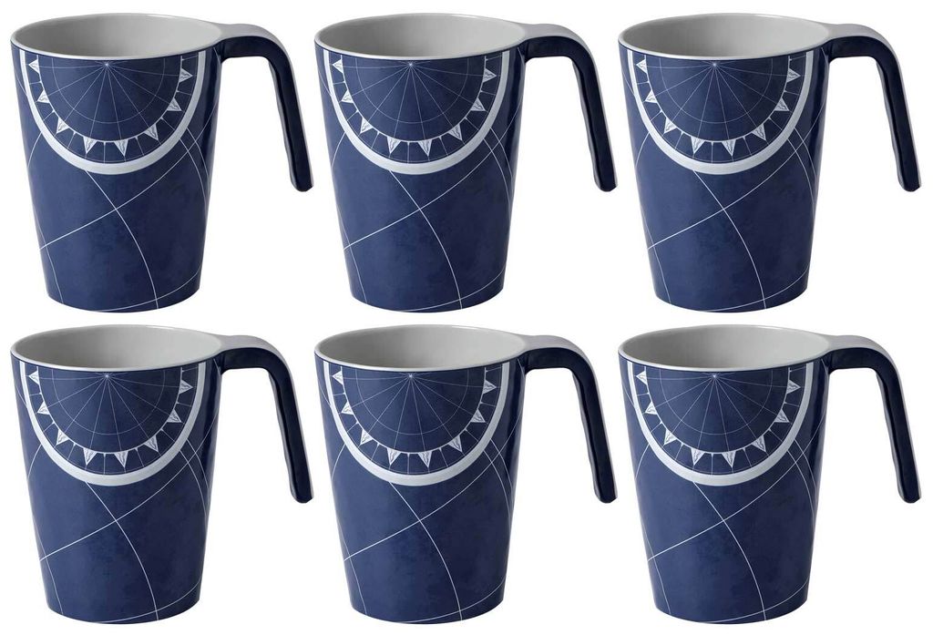 Kaffee- Becher Tasse, Kaffeepot, Mug, Melamin, Pacific - Serie 6er Set