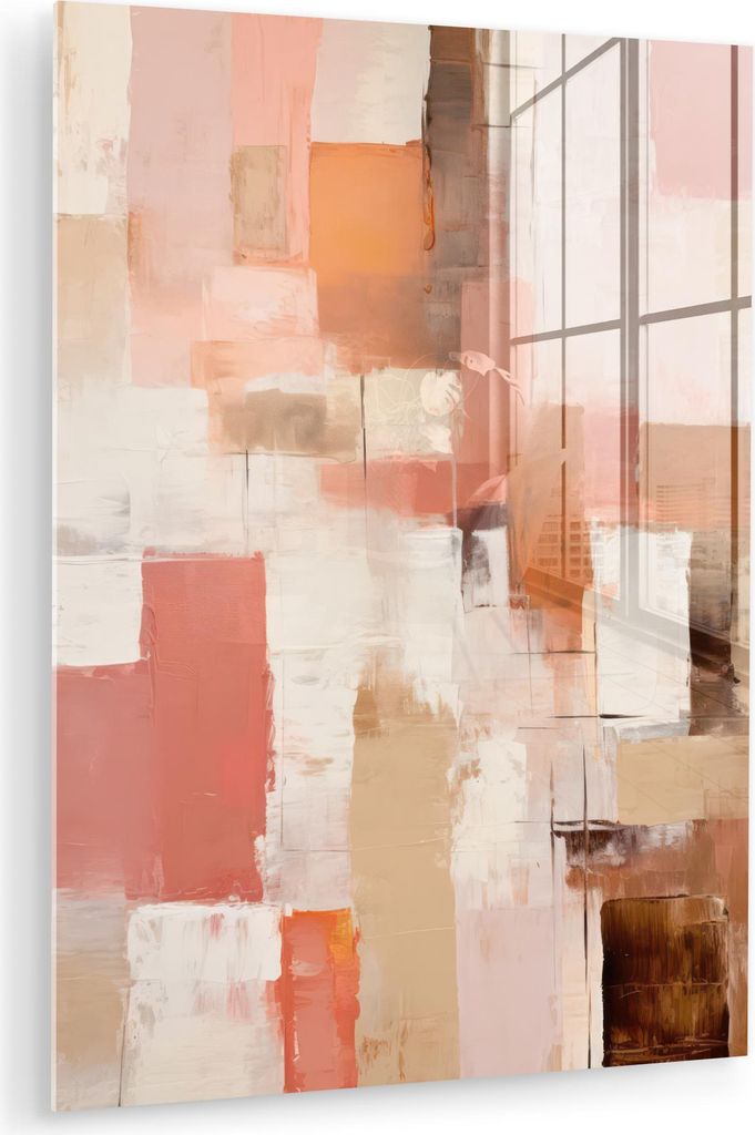 MuchoWow Glasbilder - Bilder auf Wandbild - Foto auf Glas Kunst - Rosa - Abstrakt 30x40 cm Wanddekoration aus Glas - Acrylglasbild - Acrylbilder - ...