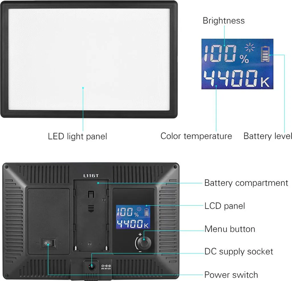Projecteur Vidéo LED Bicolore Réglable pour Appareils Photo DSLR