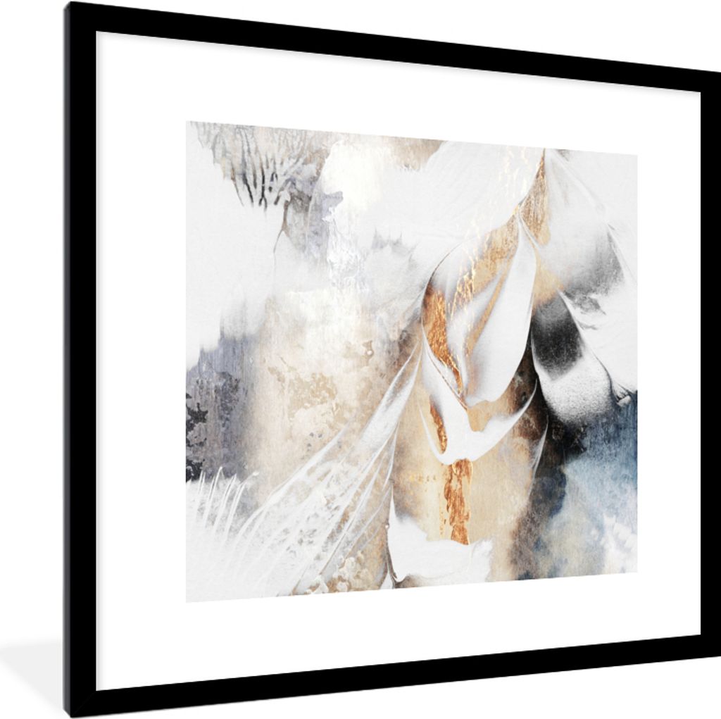 MuchoWow Gerahmtes Poster Abstrakt - Gold - Design - Luxe 40x40 cm - Poster mit Schwarzem Bilderrahmen Wandposter Rahmen Foto Bilder - Poster - P...