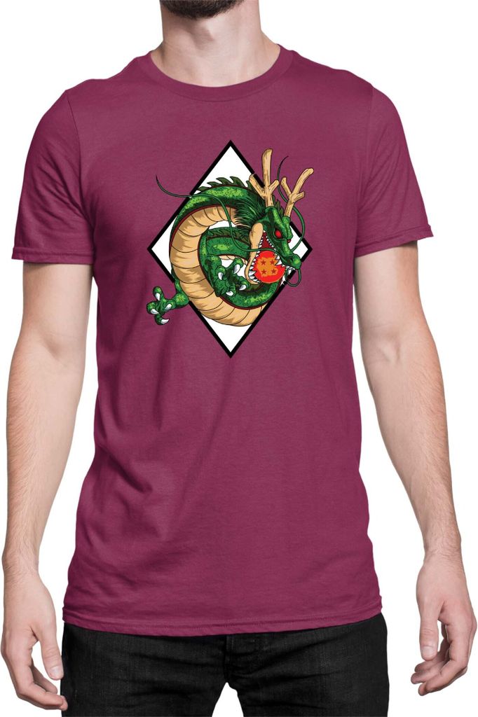 Herren T-Shirt Dragon Anime Manga Ball Z Shenron 01, Man S / Burgundy
