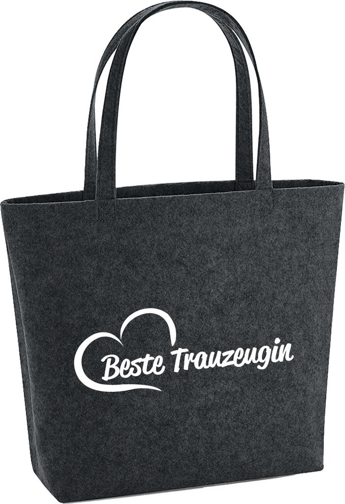 Huuraa Filzshopper Beste Trauzeugin Herz 22 Liter Charcoal Melange Filztasche Geschenkidee