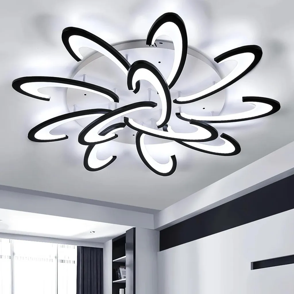 Plafonnier LED 120W Intensité Variable et Couleur Réglable Ø 96 cm Noir