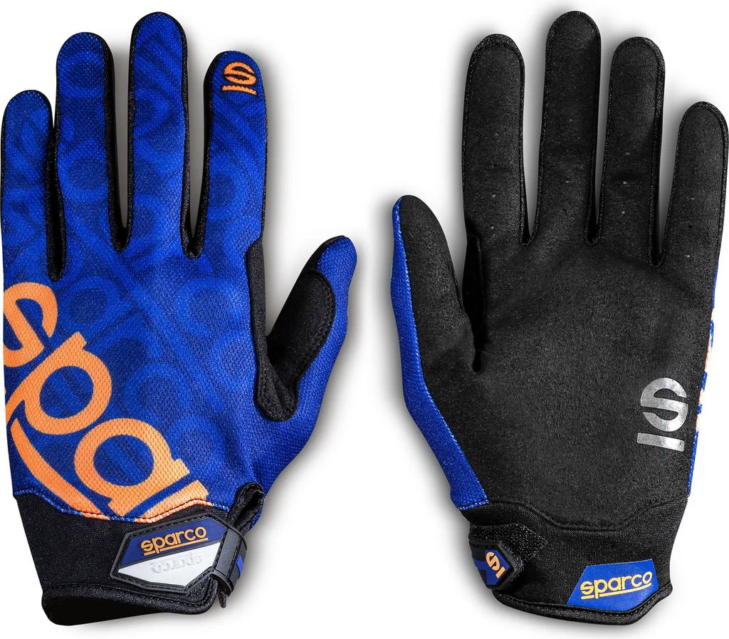 Sparco 002093 Verstellbare Arbeitshandschuhe, verstärktes Handgelenk zwischen Polizei-Index, blau, L